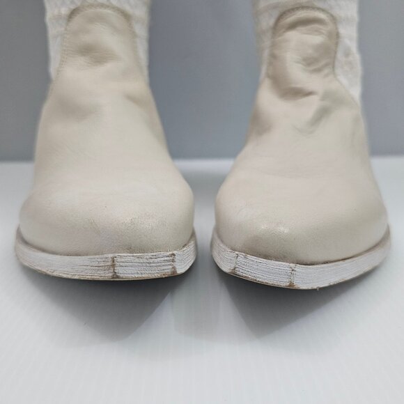 Free People Bren Knee High Boot Womens EU 38 Cream Embroidered Slouchy Boho NEW - Picture 7 of 15